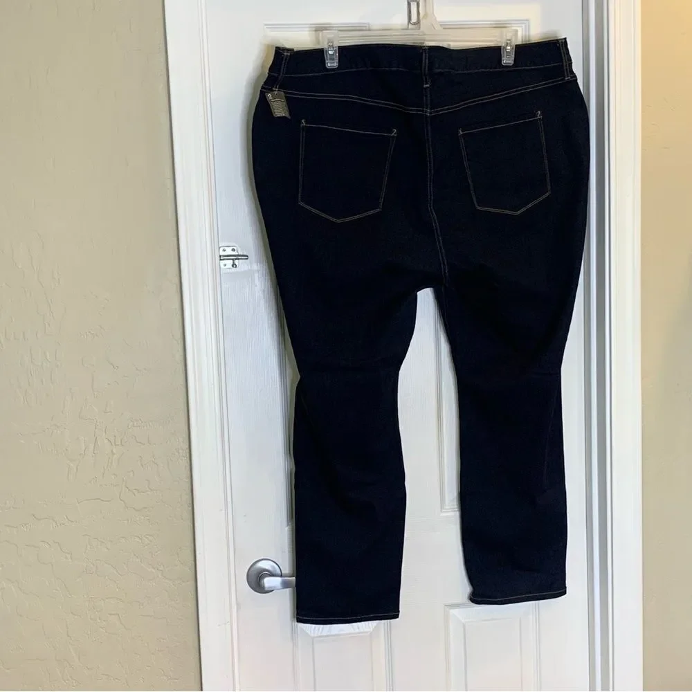 ANA Mid-Rise Curvy Skinny Jeans Dark Denim Rinse Color Size 24W